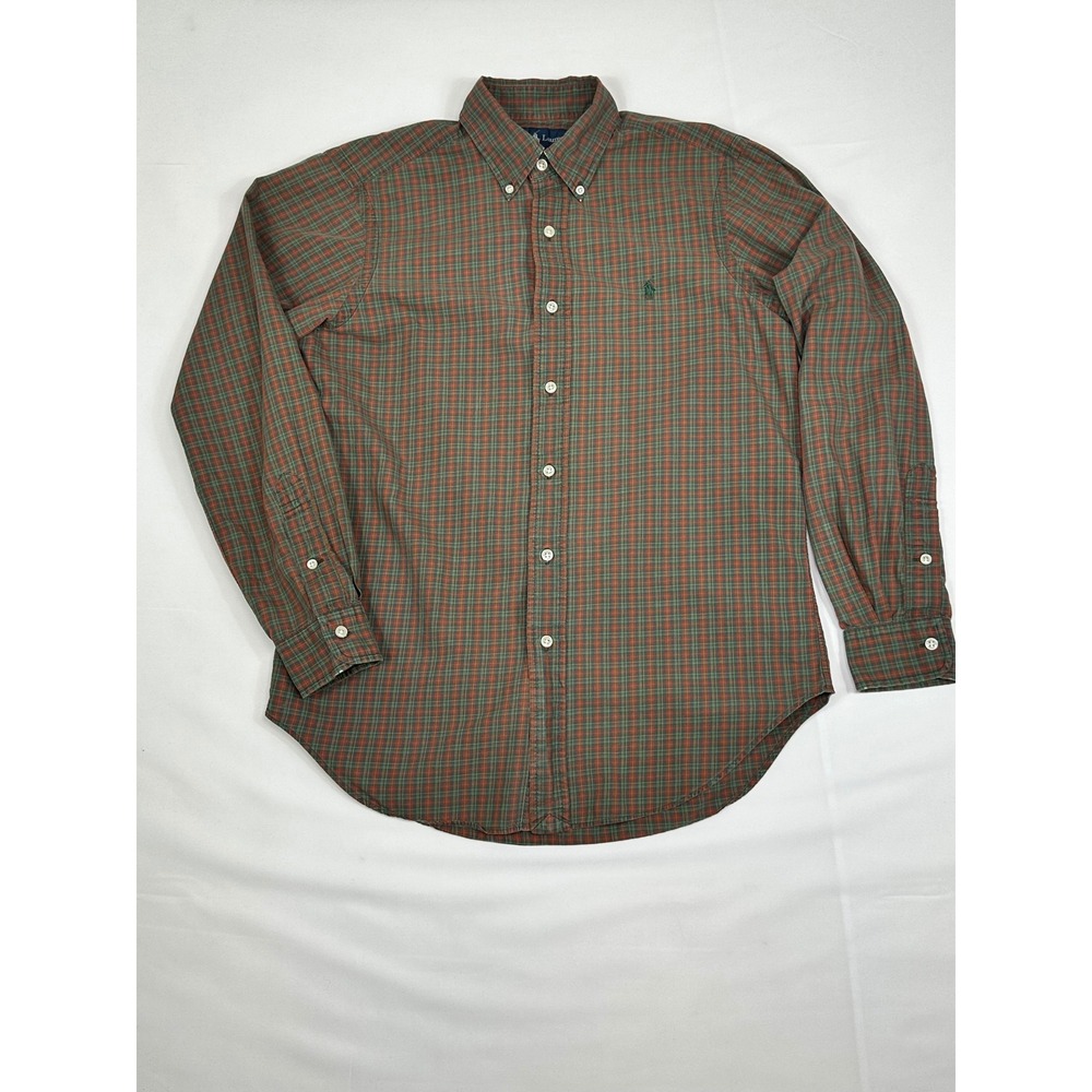 Ralph Lauren Button Down Men Classic Fit Plaid Long‎ Sleeve Preppy Sz S